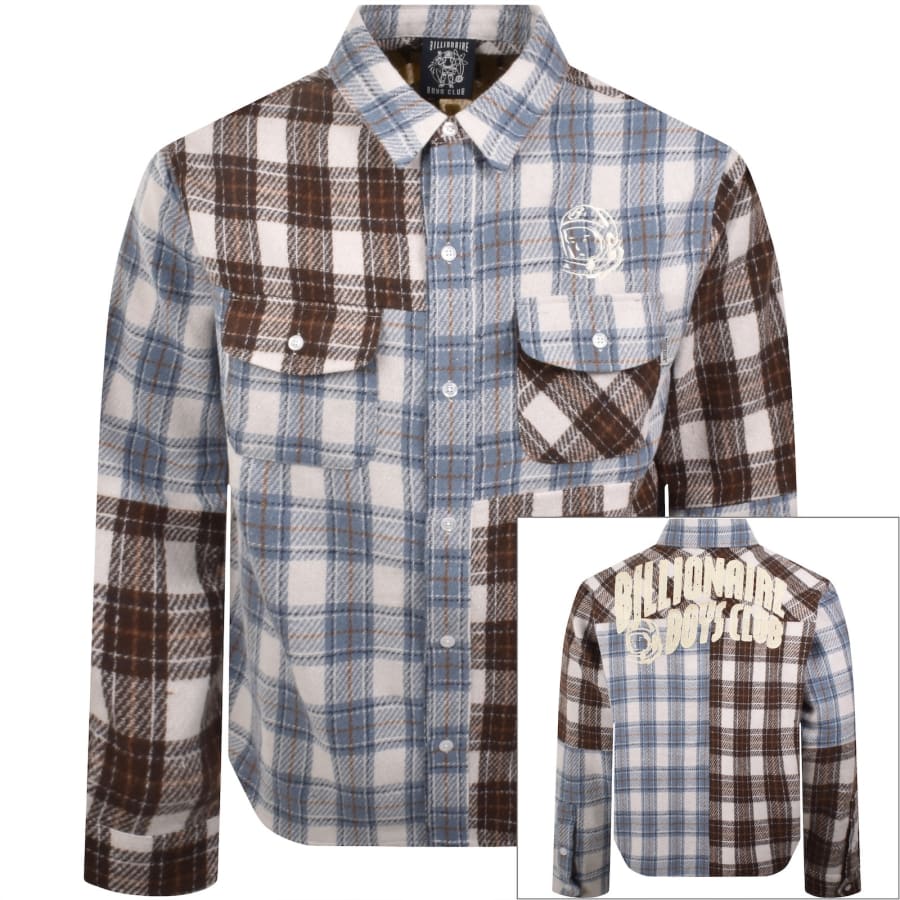Image number 1 for Billionaire Boys Club Patchwork Check Shirt Brown