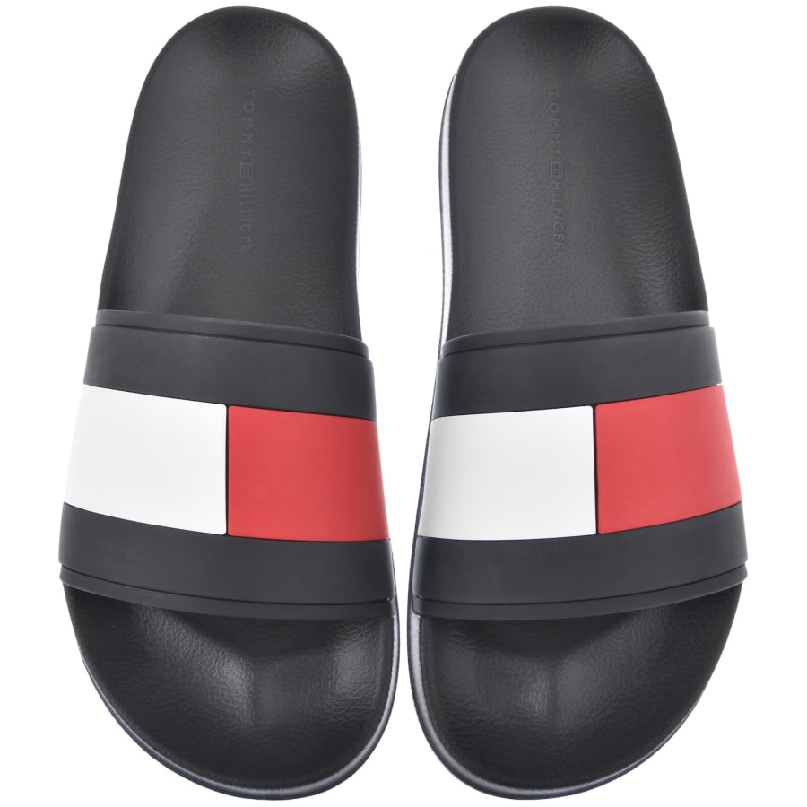 Image number 1 for Tommy Hilfiger Flag Pool Sliders Navy