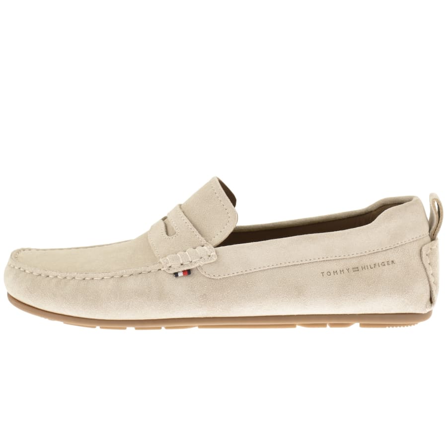Image number 1 for Tommy Hilfiger Suede Driver Shoes Classic Beige