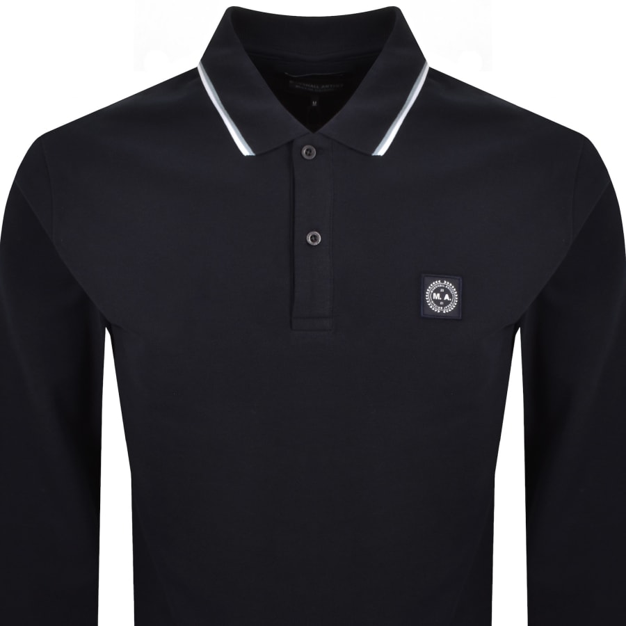 Image number 2 for Marshall Artist Siren Tipped Polo T Shirt Navy