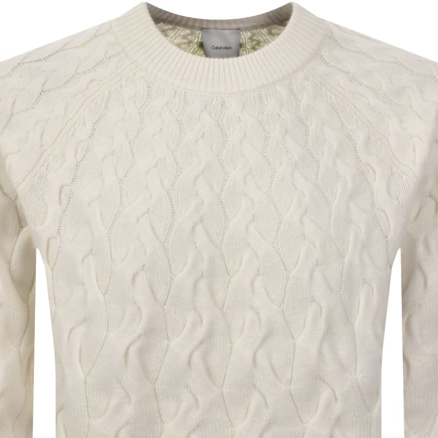 Image number 2 for Calvin Klein Crew Knit Jumper Off White