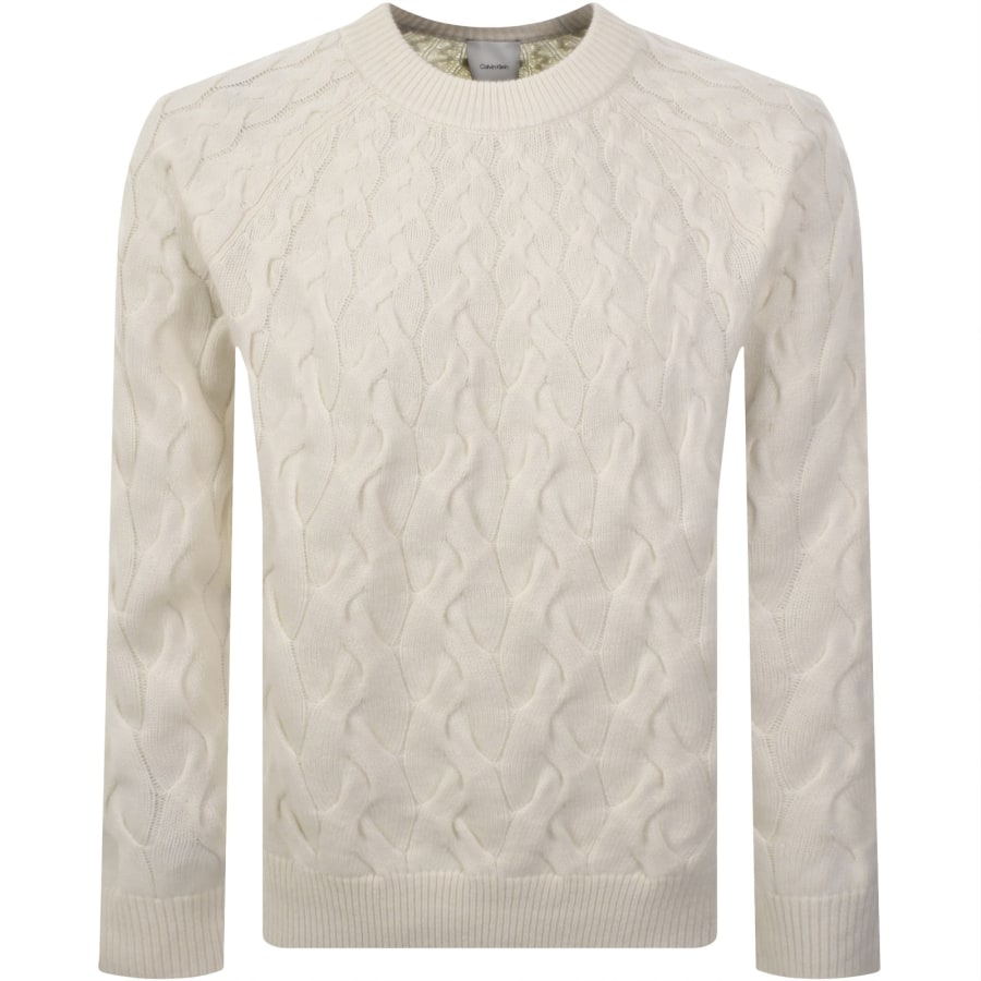 Image number 1 for Calvin Klein Crew Knit Jumper Off White