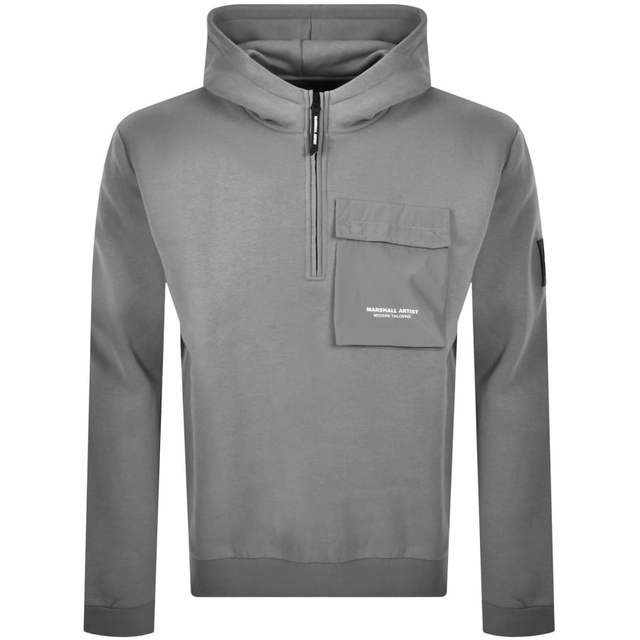 Image number 2 for Marshall Artist Crux Quarter Zip Hoodie Grey