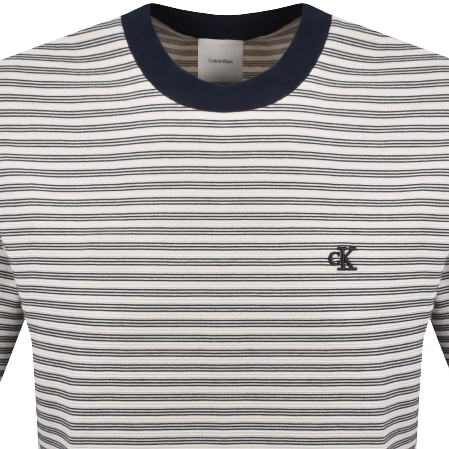 Image number 2 for Calvin Klein Striped Ottomen T Shirt Off White