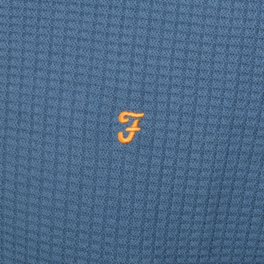 Image number 3 for Farah Thornley Knitted Polo Shirt Blue