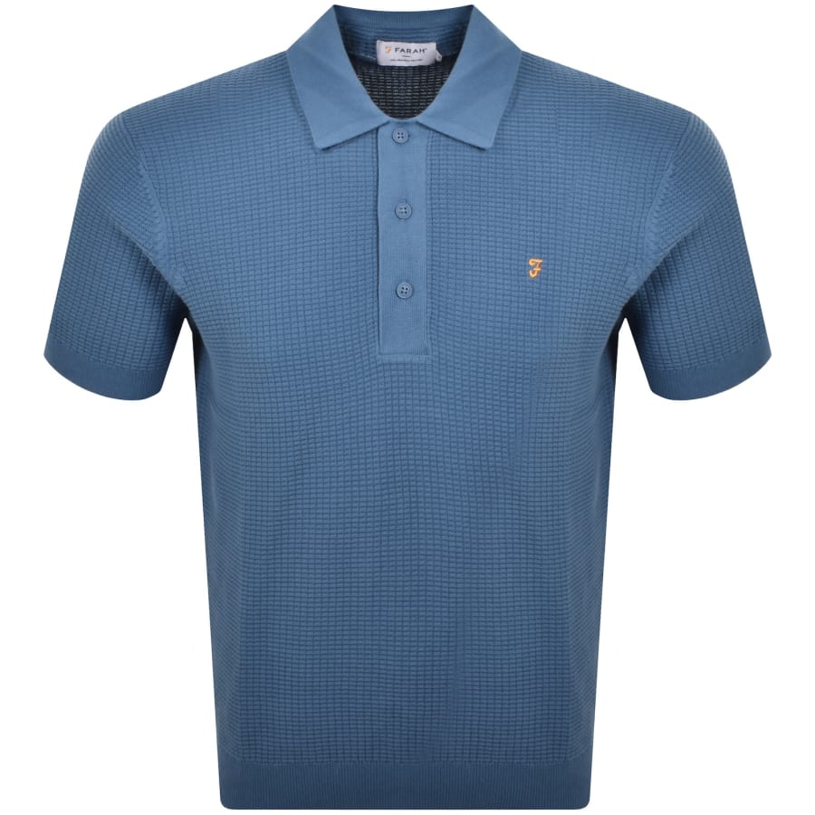 Image number 1 for Farah Thornley Knitted Polo Shirt Blue