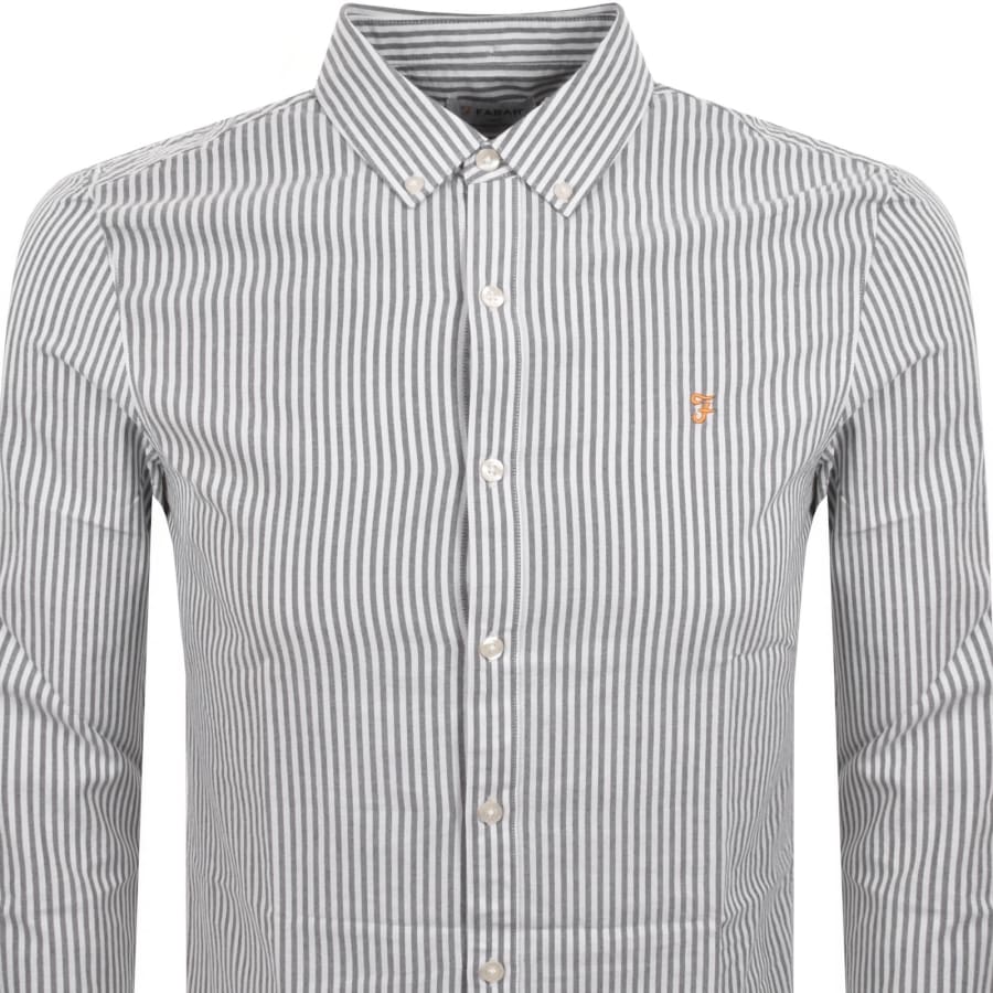 Image number 2 for Farah Brewer Stripe Long Sleeve Shirt Navy