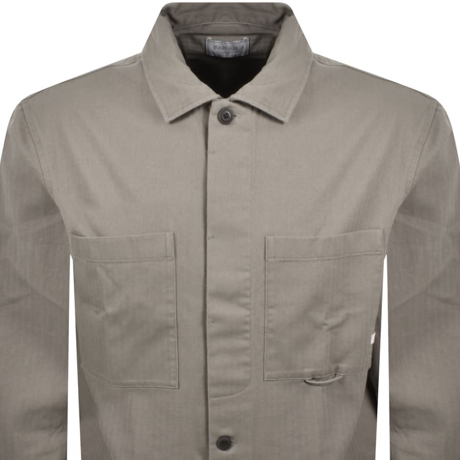 Image number 2 for Farah Marshall Long Sleeve Overshirt Brown