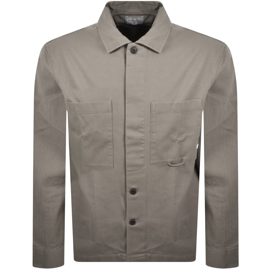 Image number 1 for Farah Marshall Long Sleeve Overshirt Brown