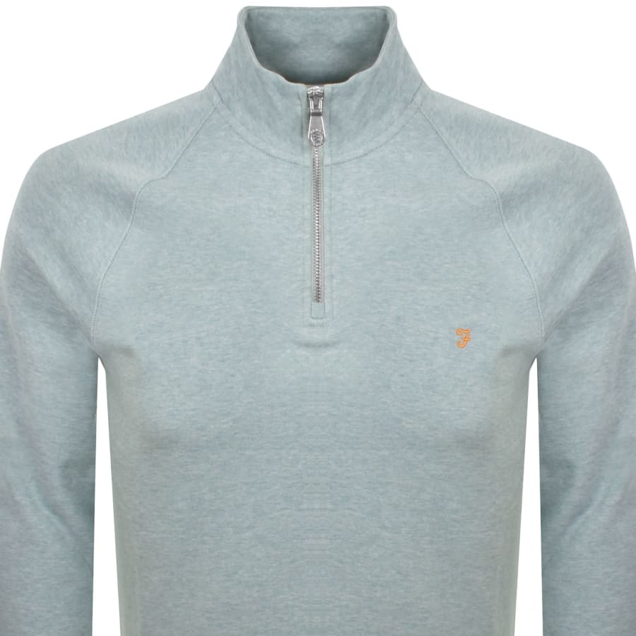 Image number 2 for Farah Jim Quarter Zip Sweatshirt Green