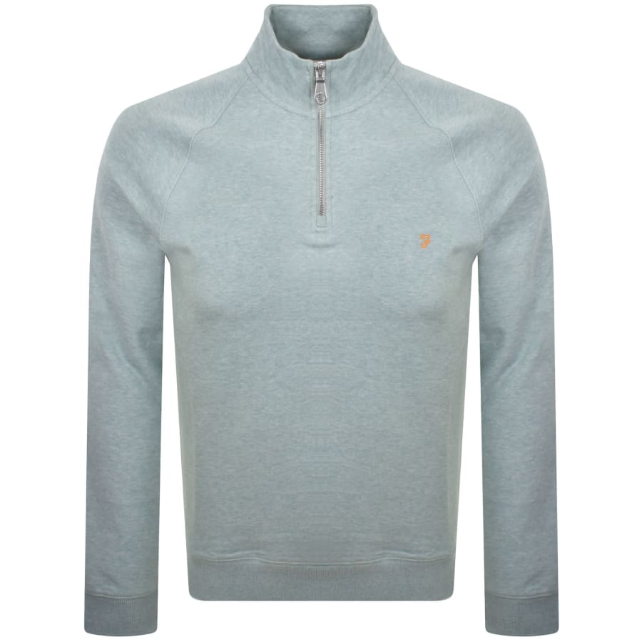 Image number 1 for Farah Jim Quarter Zip Sweatshirt Green