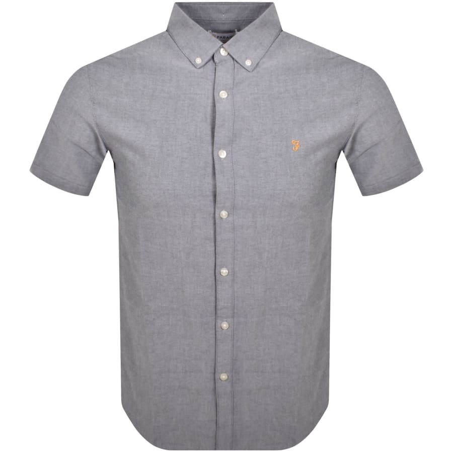 Image number 1 for Farah Brewer Slim Short Sleeve Shirt Navy