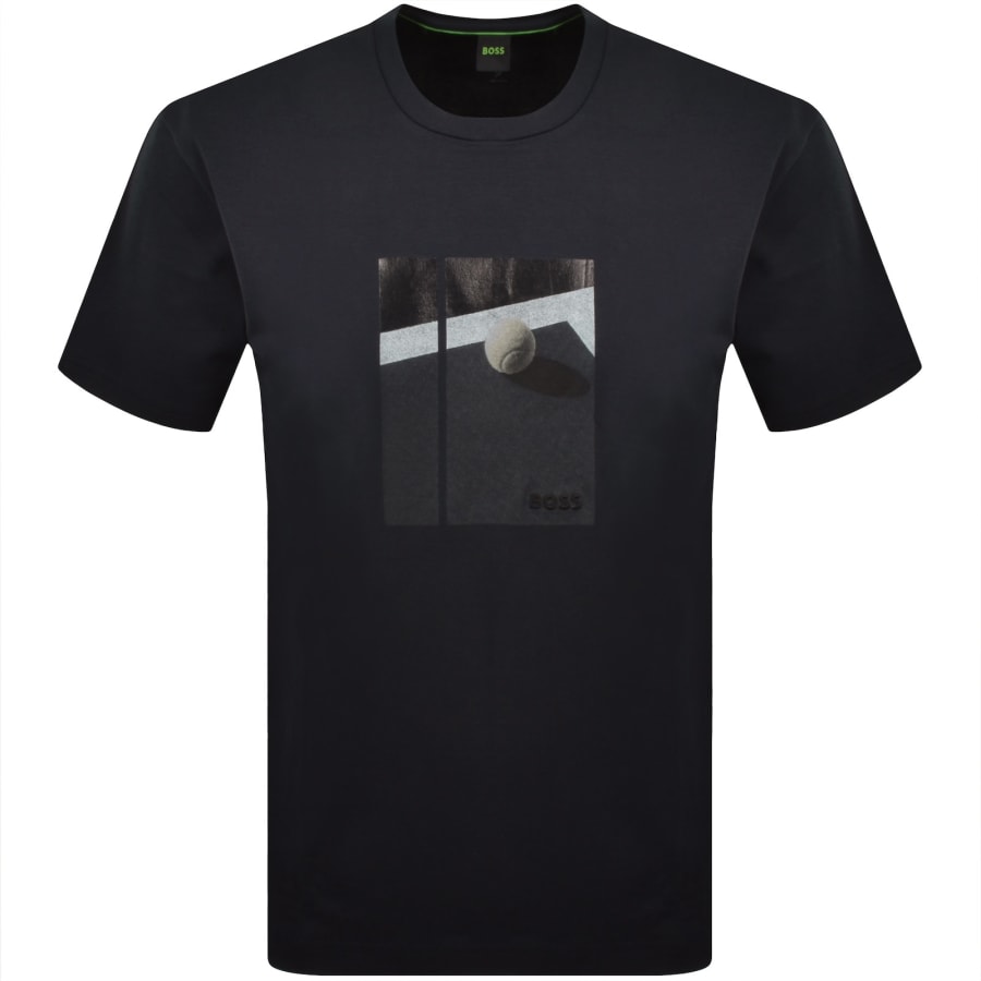 Image number 1 for BOSS Tennis Artwork Relaxed T Shirt Dark Blue