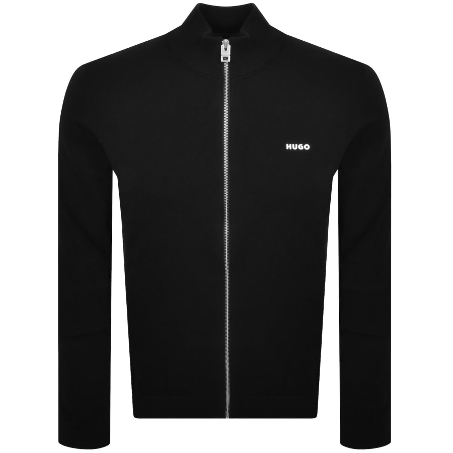 Image number 1 for HUGO San Jacomo Full Zip Knit Jumper Black