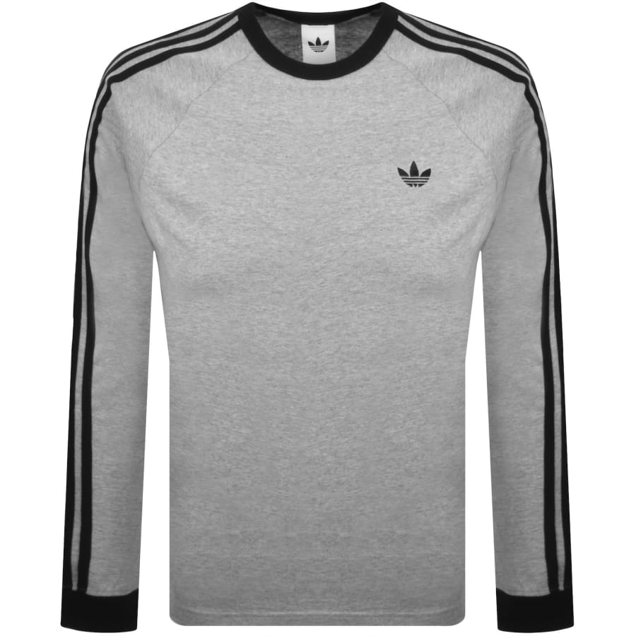Image number 1 for adidas Three Stripes T Shirt Grey