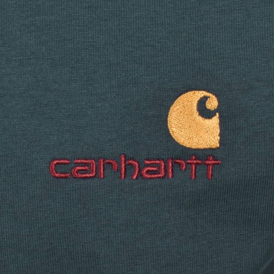 Image number 3 for Carhartt WIP American Script Logo T Shirt Blue