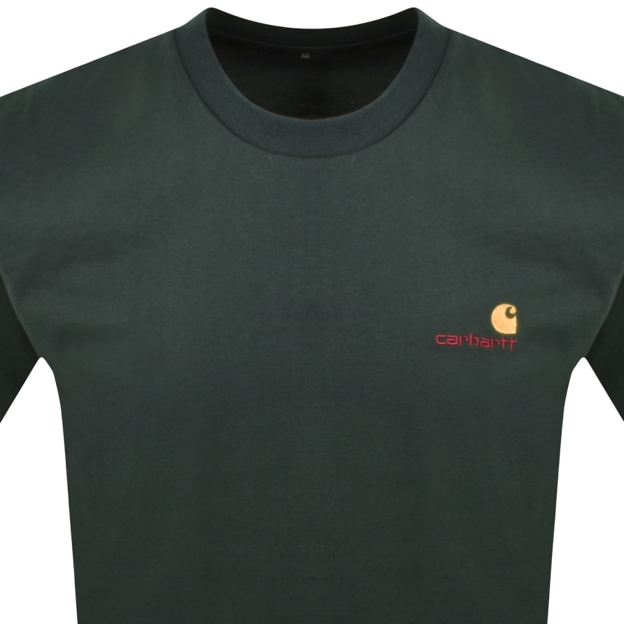 Image number 2 for Carhartt WIP American Script Logo T Shirt Green