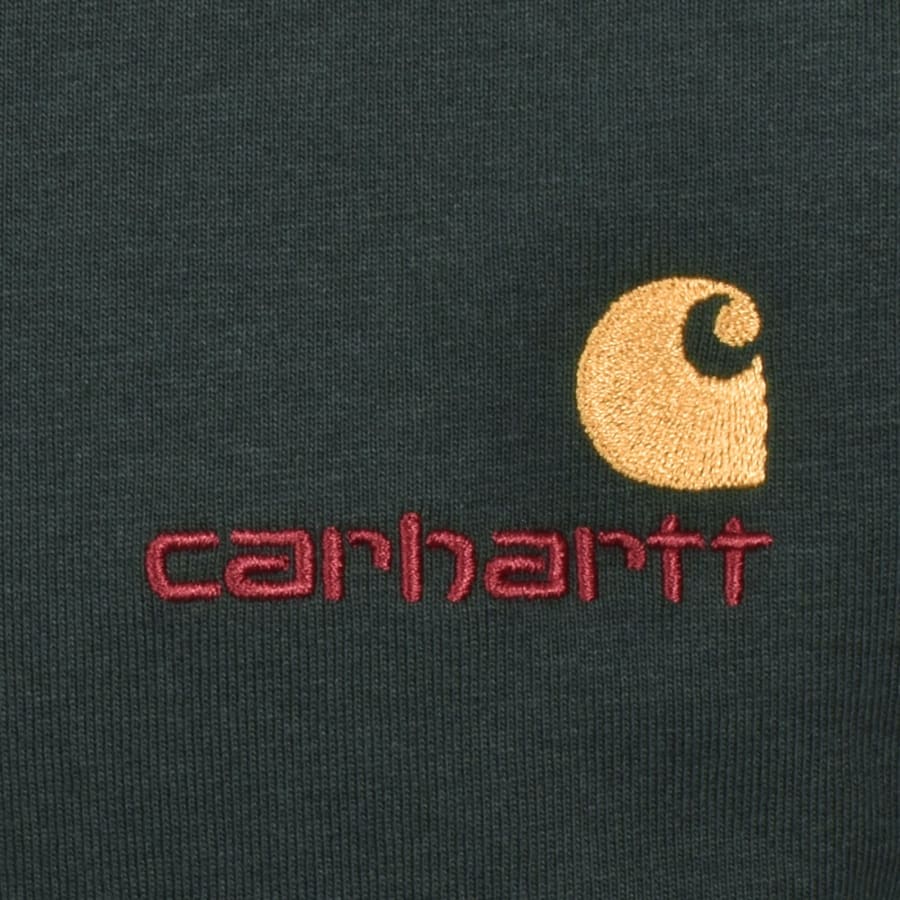 Image number 3 for Carhartt WIP American Script Logo T Shirt Green