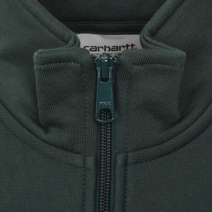 Image number 4 for Carhartt Half Zip Script Logo Sweatshirt Green