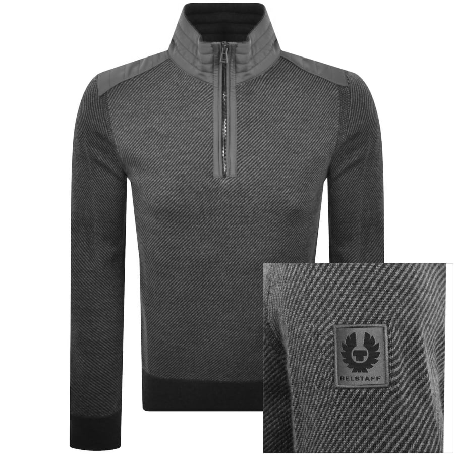 Image number 1 for Belstaff Kilmington Quarter Zip Jumper Grey
