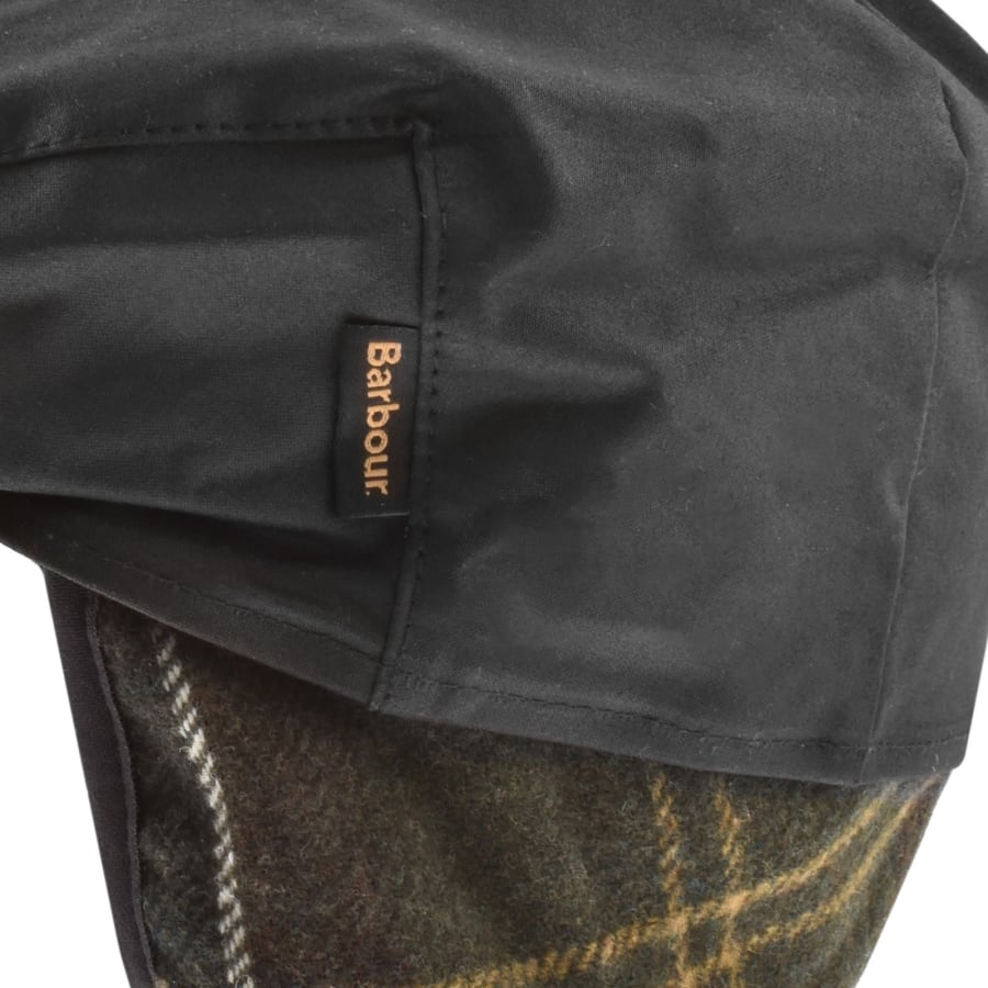 Image number 3 for Barbour Cheviot Wax Flat Cap Black