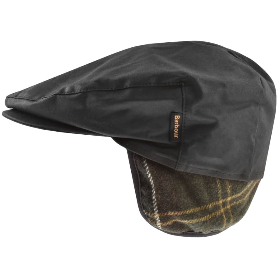 Image number 1 for Barbour Cheviot Wax Flat Cap Black