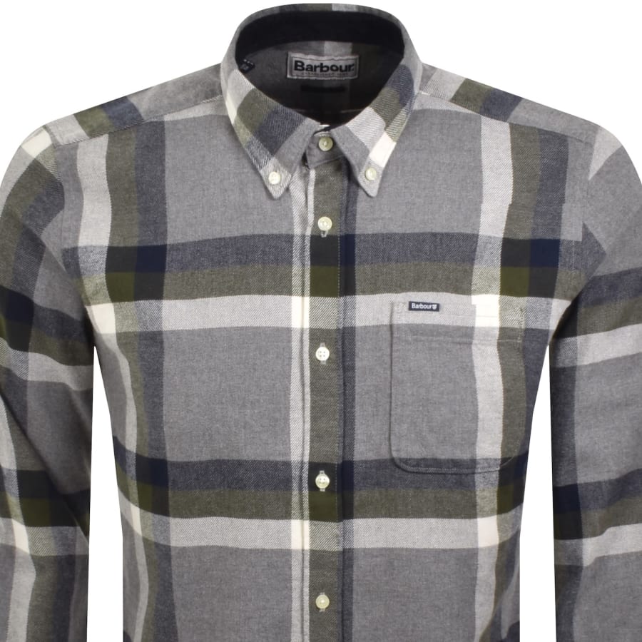 Image number 2 for Barbour Folley Checked Tailored Shirt Grey