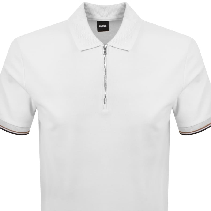 Image number 2 for BOSS Zip Placket Polo T Shirt White