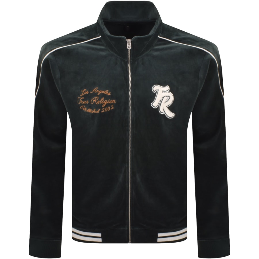 Image number 1 for True Religion Velour Track Jacket Green