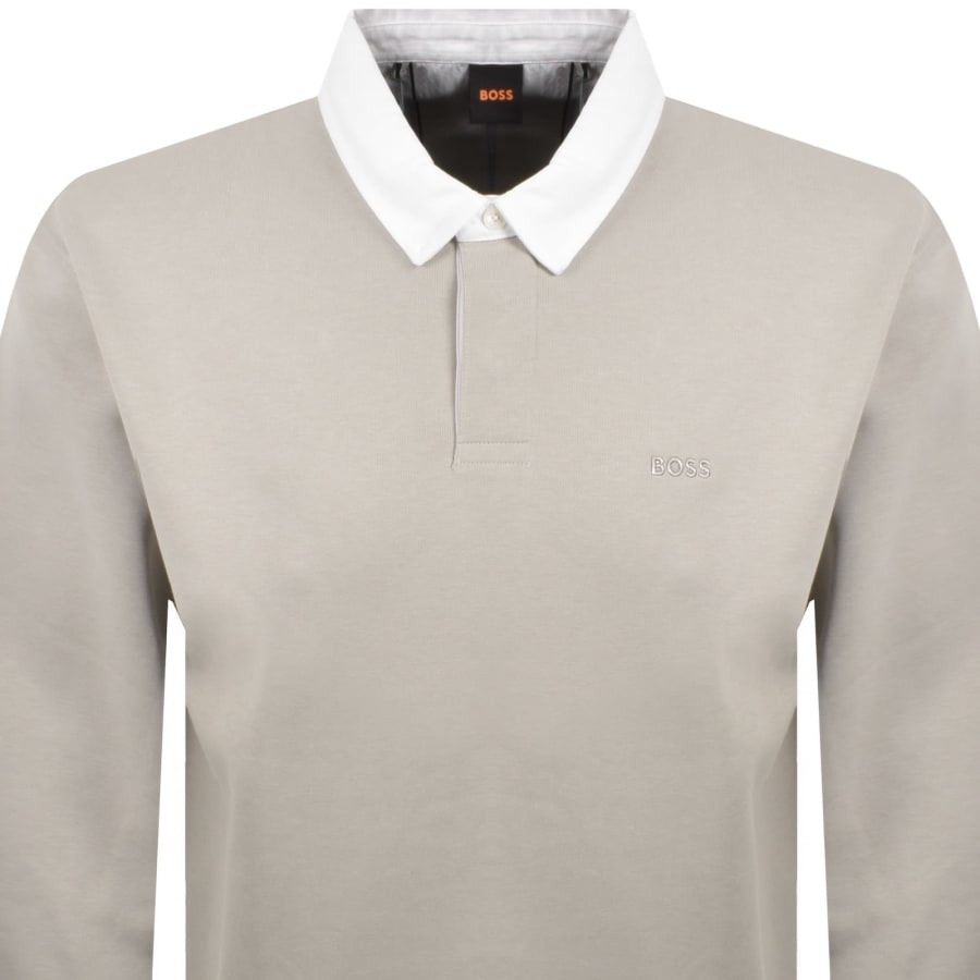 Image number 2 for BOSS Long Sleeved Rugby Polo Grey