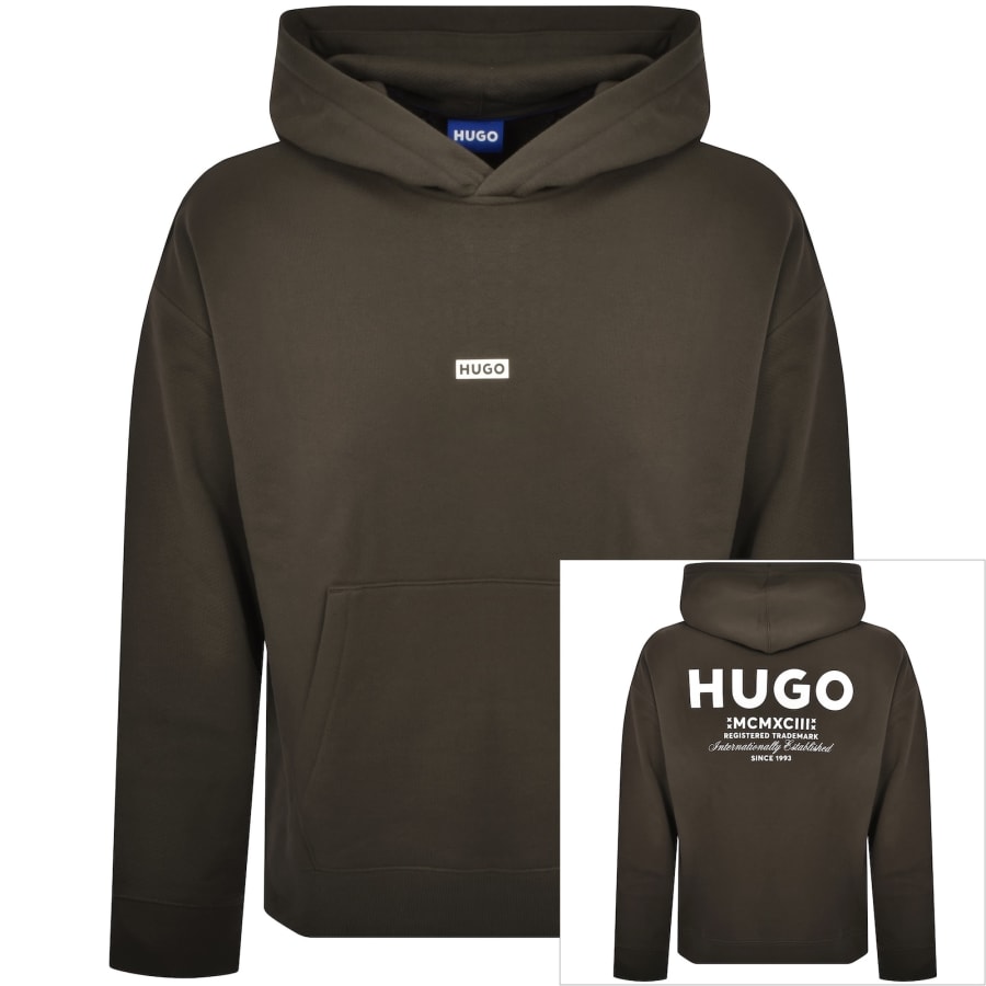 Image number 1 for HUGO Blue Nazardo Hoodie Dark Brown