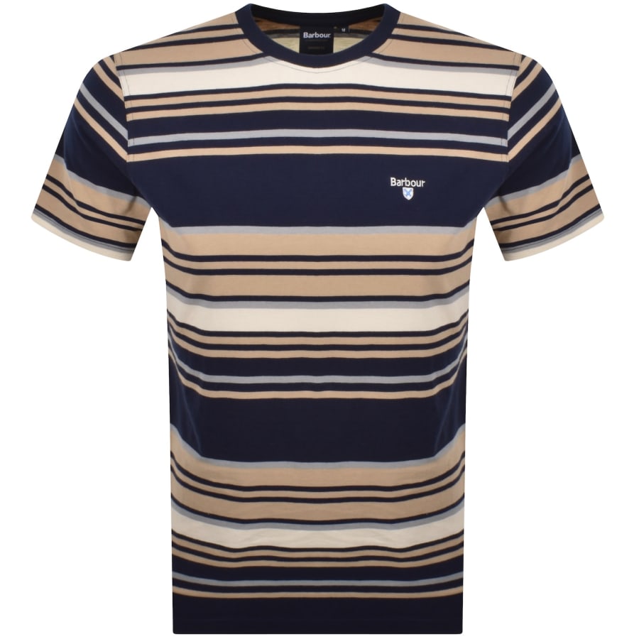 Image number 1 for Barbour Aickmen Stripe T Shirt Navy