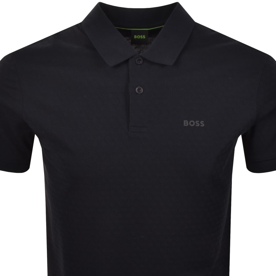 Image number 2 for BOSS Pattern Polo T Shirt Dark Blue