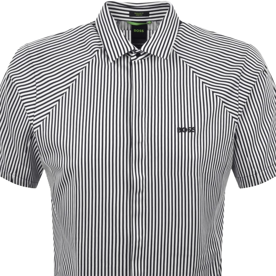 Image number 2 for BOSS Excurse Short Sleeve Striped Shirt Navy