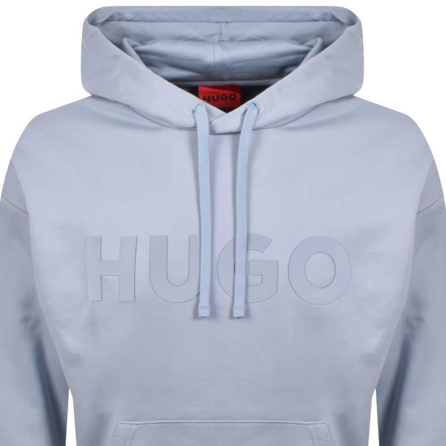 Image number 2 for HUGO Oversized Ditchle Hoodie Light Blue