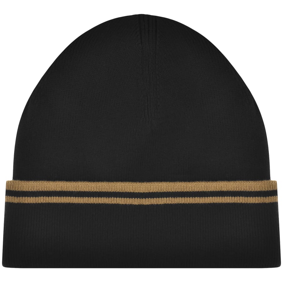 Image number 2 for Fred Perry Twin Tipped Ribbed Beanie Hat Black