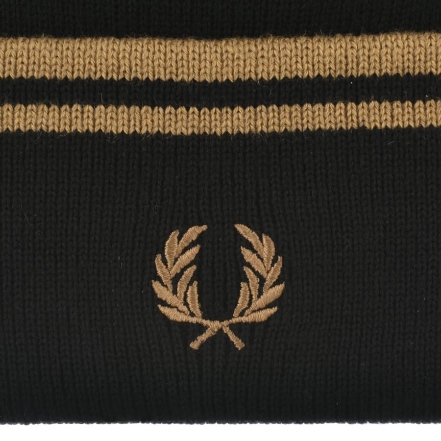 Image number 3 for Fred Perry Twin Tipped Ribbed Beanie Hat Black
