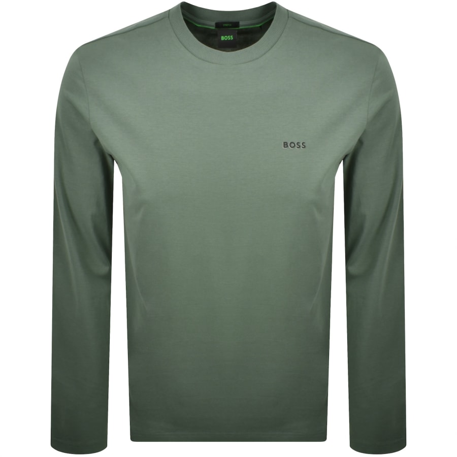 Image number 1 for BOSS Long Sleeved Stretch T Shirt Green