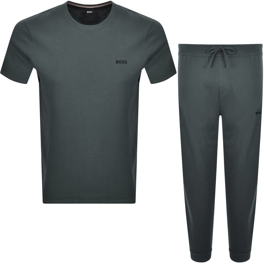 Image number 1 for BOSS Waffle Long Set Khaki Green