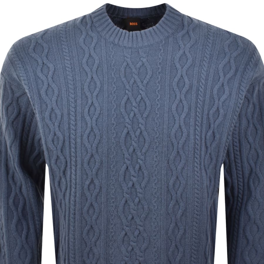 Image number 2 for BOSS Kableto Knit Jumper Blue