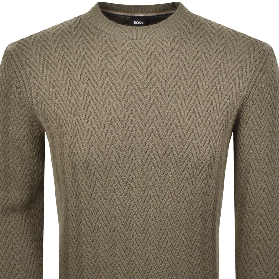 Image number 2 for BOSS Hitalo Wool Knit Jumper Brown