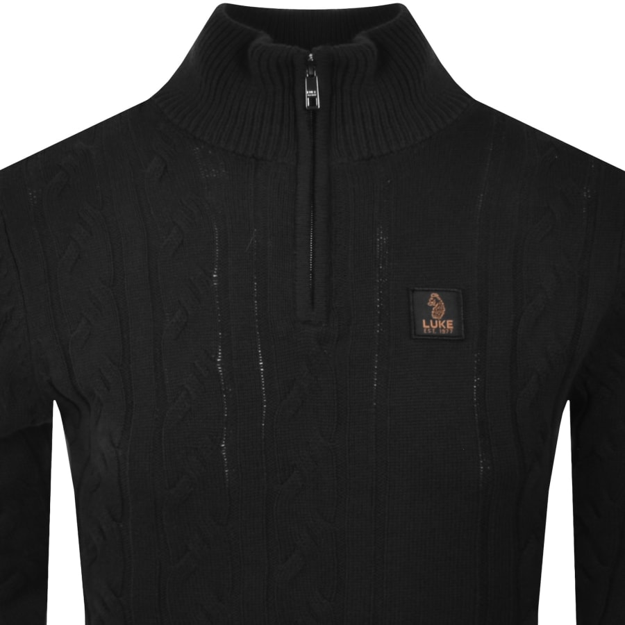 Image number 2 for Luke 1977 Merton Funnel Knit Jumper Black