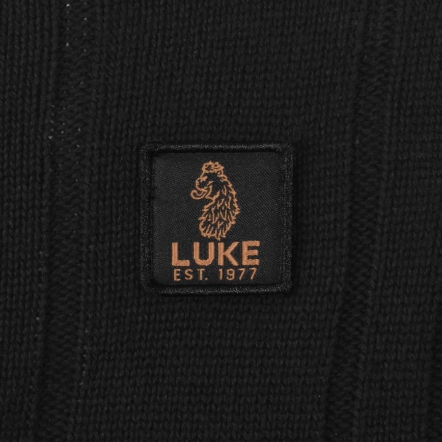 Image number 3 for Luke 1977 Merton Funnel Knit Jumper Black