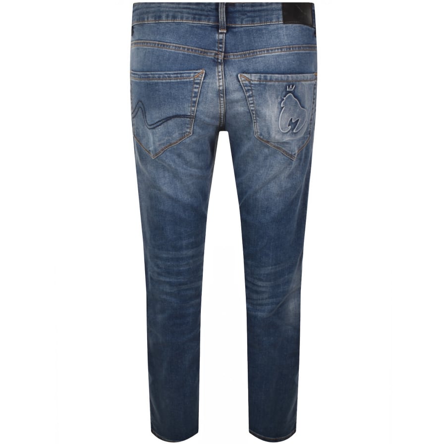 Image number 3 for Money Ape Embossed Mid Wash Jeans Blue