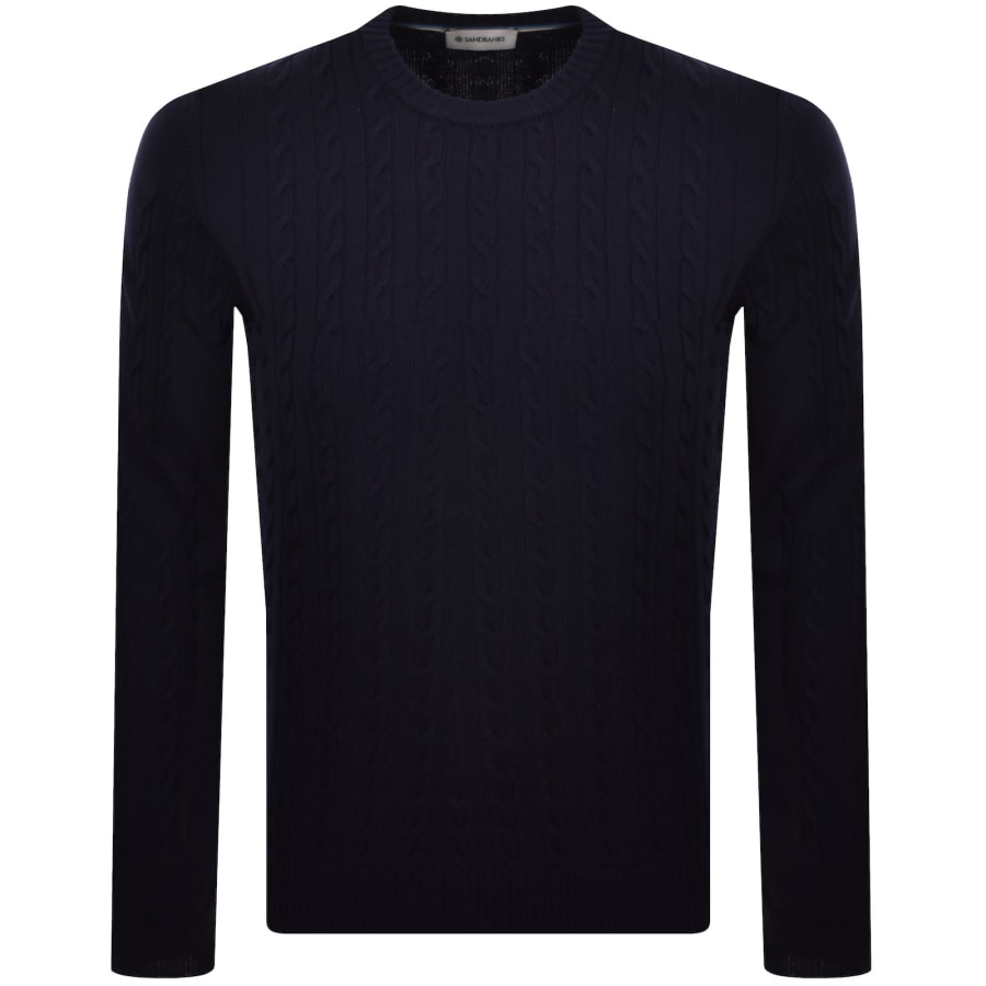Image number 2 for Sandbanks Cable Knit Jumper Navy
