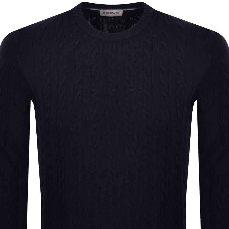 Image number 3 for Sandbanks Cable Knit Jumper Navy