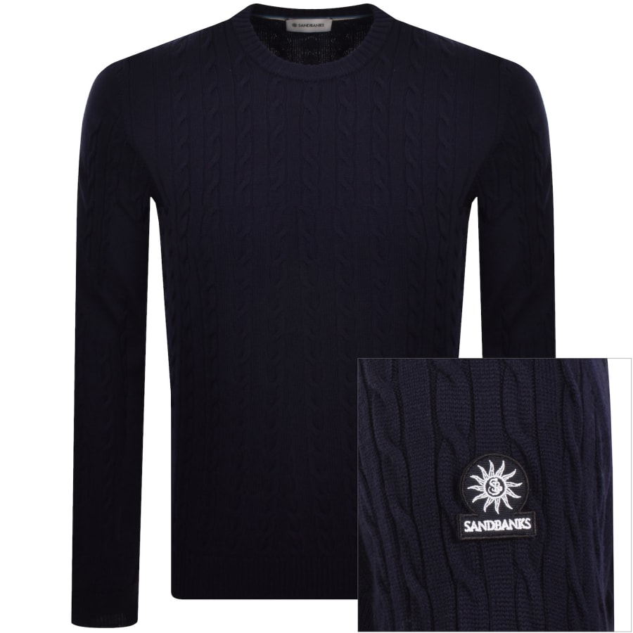 Image number 1 for Sandbanks Cable Knit Jumper Navy