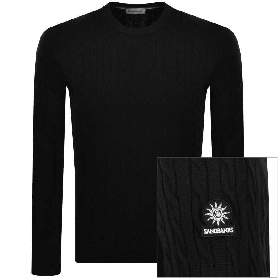 Image number 1 for Sandbanks Cable Knit Jumper Black