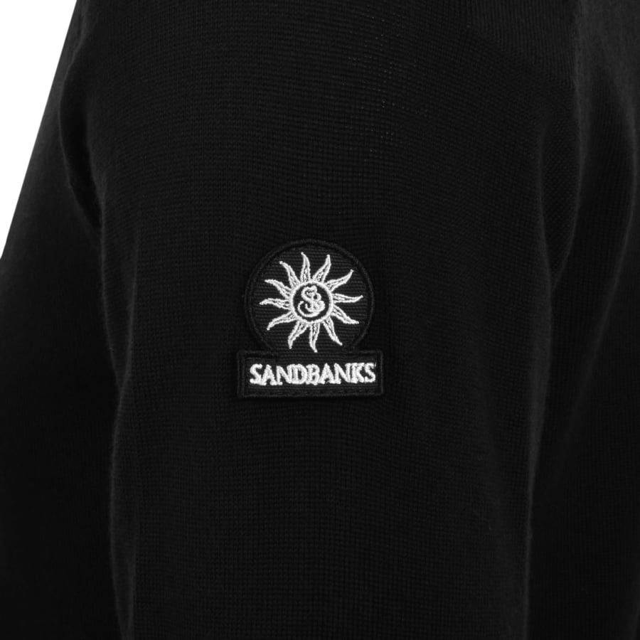 Image number 4 for Sandbanks Knitted Quarter Zip Polo T Shirt Black