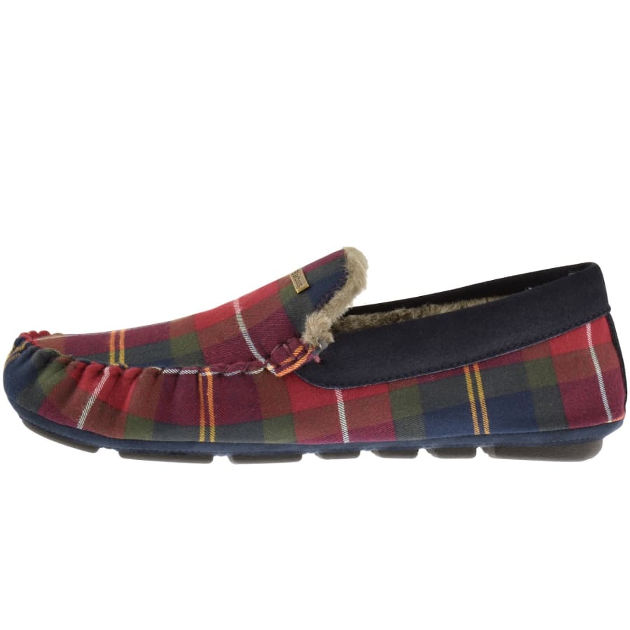 Image number 2 for Barbour Monty Tartan Slippers Red